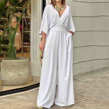 Hochwertige Frauen mit Kurzärärmel-Gelegenheits-V-Ausschnitt-Jumpsuit von Frauen