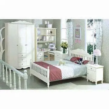 Solidwood Furniture, Composed of Bookcase and Soildwood Desk, Chair and Bed