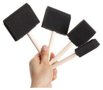 2023 Popular High Density Foam Brush with Wooden Handle for Painting and Art Crafts
