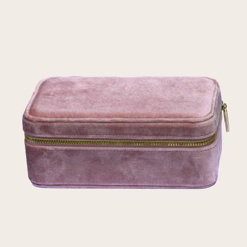 Velvet Travel Portable Jewelry Organizer Case with Zipper