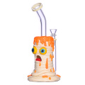 Bubbler en verre avec pipe à eau à disque de diffuseur fixe Bong, brillance dans le tuyau d'eau en verre argile en polymère de couleur sombre, bang mignon 3D