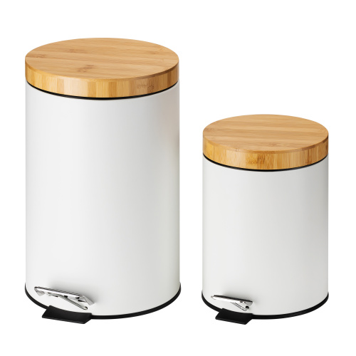 Bamboo lid Foot Pedal Garbage trash can