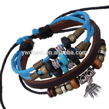 New design braided Palm leather bracelet,leather cuff bracelet wholesale