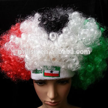 MPW-0306 Cheap Party national flag football fans Afro Wigs with headband