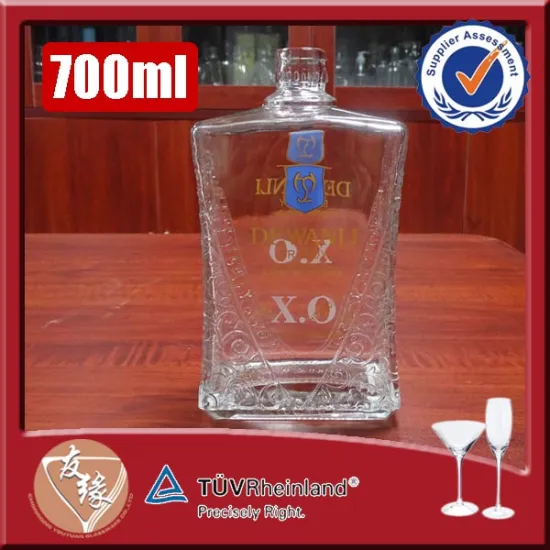 antique design spirit bottle custom logo empty 700ml cognac glass bottle cheap