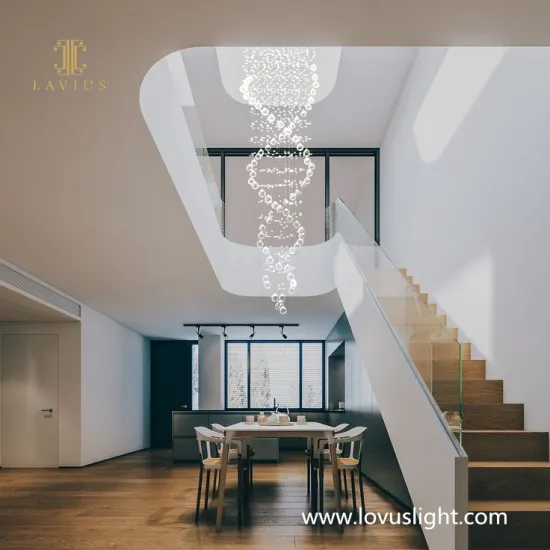 White crystal ball shape stair chandelier Large villa stair chandelier Shopping mall custom project hall chandelier