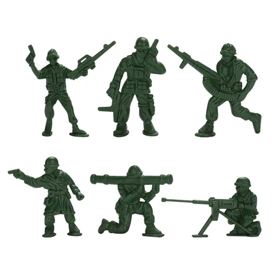 Dollartoy 6-Piece Green Military Personnel and Soldier Figures: Affordable T_army Men for Military Ops Toys