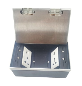 Stainless Steel 2 Gang 2-Port Power Socket and Data Outlet for Raised Floors