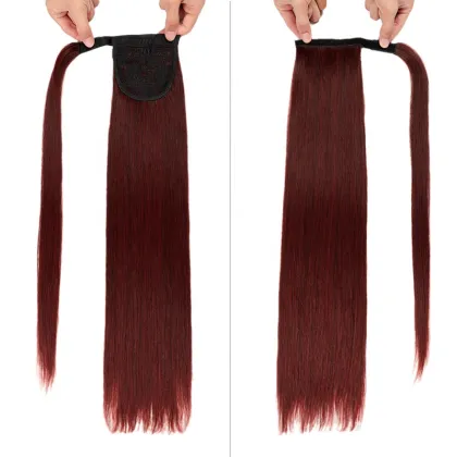 Clip in Ponytail Extension Wrap Around Long Straight Pony Tail Hair Synthetic Hairpiece