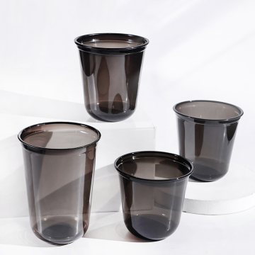 Factory Price Disposable Plastic Cups 10-16oz with U-Shaped PET Black Lids