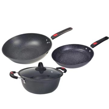 Wholesale High Quality Home Kitchen 3 Pcs Cast Iron Non Stick Cookware Sets