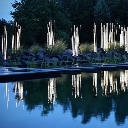 LED Garden Lights Outdoor: Lumind Munich Fiber Optic Reeds Floor Lawn Landscape Lights with DC12v, RGB, 3000K, 7W/11W and DMX512 Support