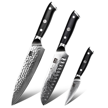 Premium Quality Kitchen Knife Set: YangJiang Gift Box including 8inch Chef Knife, 7inch Santoku Knife, and 3.75inch Utility Knife - Stainless Steel Blade