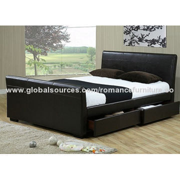 Black PU Leather Bed Frame, Available in King Queen and Double Size