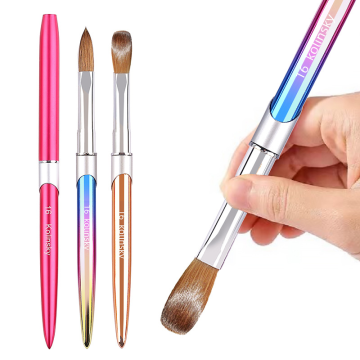 Brosse en acrylique à ongles en métal de haute qualité personnalisable avec cheveux kolinsky gradient - outil de nail