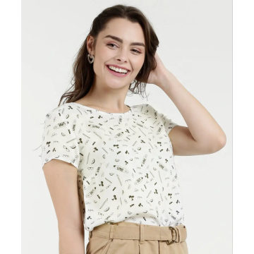 Blusa estampada de manga corta varada para todo