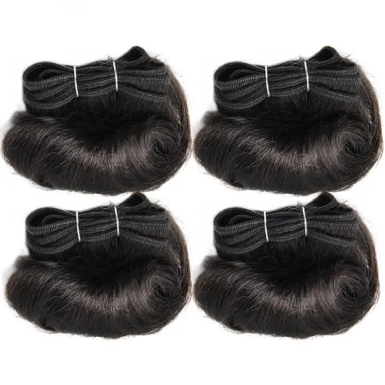 Cheap Brazilian hair Wave Bundles 6  Inches Afro- b short 4 Pieces hair weave