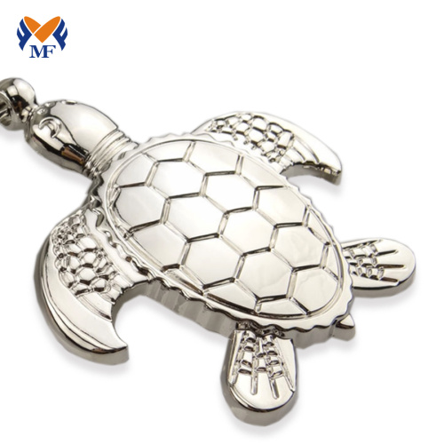 Metal turtle keychain or key chain keyring