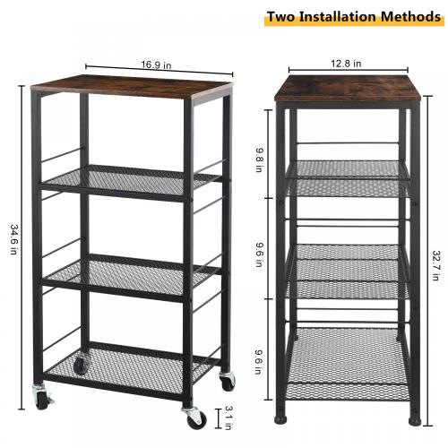 4 Tiers Kitchen Island Storage Cart with Wheels