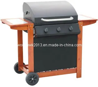 Wooden Gas BBQ with 3 Burners (SB-BAL03)