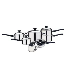 10 pcs cookware set with 4pcs egg poacher