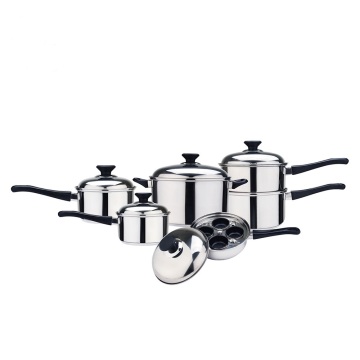 10 pcs cookware set with 4pcs egg poacher