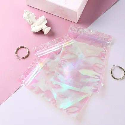 Customizable Holographic Laminated Plastic Packaging Bags: Perfect for Jewelry, Ornaments, and Nail Art Decorations