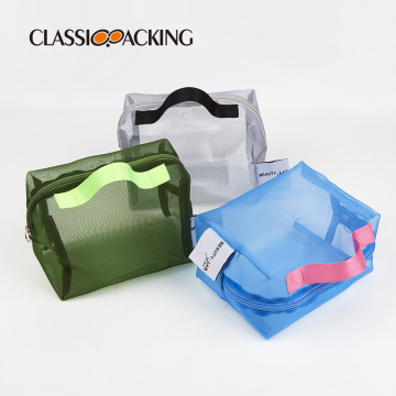 Customized Large-Capacity Transparent Nylon Mesh Toiletry Bag for Cosmetics and Makeup