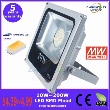 5 years warranty high power led smd floodlight 1800lm 3000k warm white 20 watt 12 volt dc outdoor led flood 20w