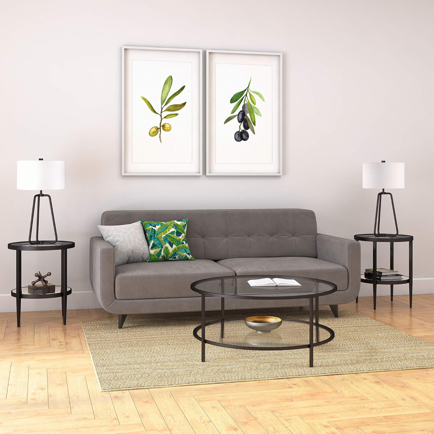 Curved Mid-Century Tall Lamp with Soft Drum Shade (1)