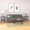 Blackened Bronze Floor Lamp White Fabric Drum Shade