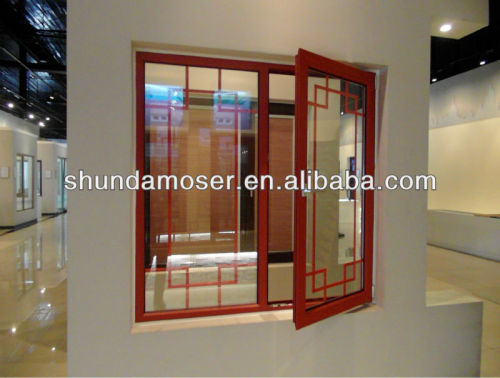 MOSER timber window with aluminum clad with safety glass, blinds inside