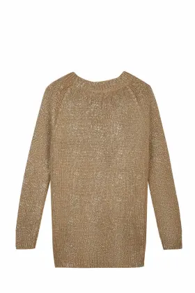 Women's Knitted Foil Print Crew-Neck Pullover