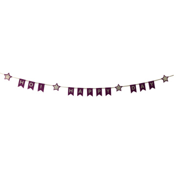 Purple happy birthday bunting flag