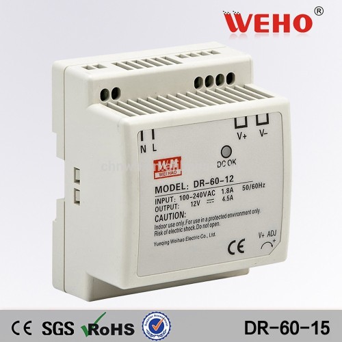 15v 4a high efficiency 60w ac to dc single output din rail power supply