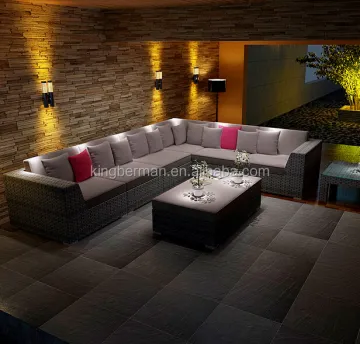 Trendy Modern L Shape Rattan Sofa Set for Home and Hotel Lobby