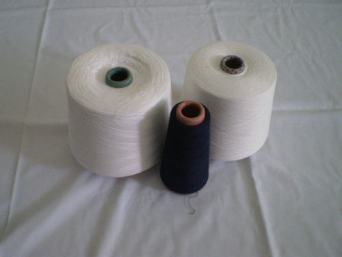 Raw White / Black Polyester Ring Spun Yarn 20s 30s 40s 50s