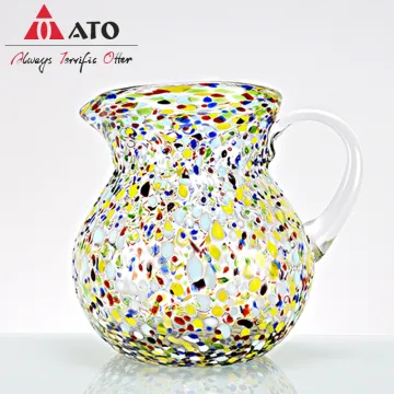 ATO Mexican Hand Blown Confetti Rock Design Glass