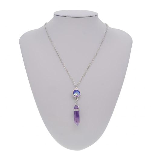 fish's scales hexagonal prism Amethyst Necklace