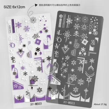 Christmas Snowflake Steel French Nail Decals Printing Template Set for Stamp Art