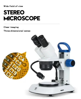 Research Stereo Microscope with Adjustable LED Light