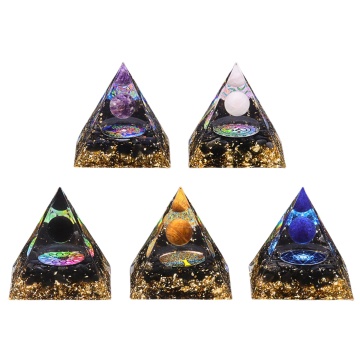 Ramdon Sphere Raw Black Obsidian Base Gold 60MM Pyramid Ornament