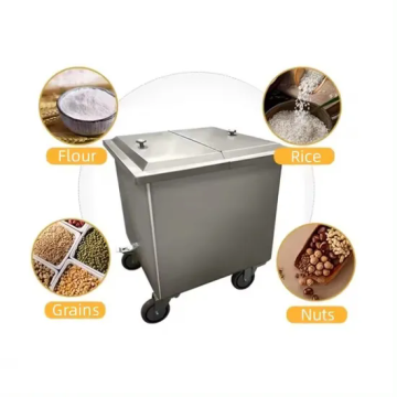 China Factory Direct: Mobile Stainless Steel Flour and Rice Oil Water Storage Trolley Cart with Lid