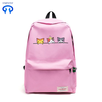 New nylon carino gatto zaino donna borsa college