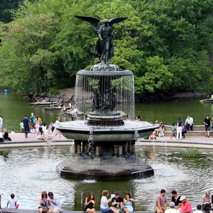 Park decoration bronze angel water fountain