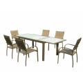 Aluminum Extendable dining table with tempered glass
