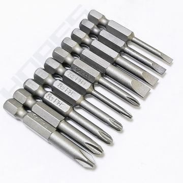 10pcs 50 मिमी 100 मिमी स्लॉटेड फिलिप्स पेचकश बिट्स सेट SL3 SL4 SL5 SL5 SL6 PH1 PH2 1/4 HEX शंक