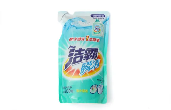 Heat Seal Plastic Packaging Bags With Tear Notch For Washing Liquid