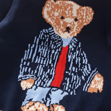 2021 children's sweater bear pullover spring, autumn and winter new baby boy sweater designs
