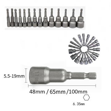 1/4" Socket Bit Holder with Magnetic Nut Setters: Metric & Imperial Sizes (5-19mm)